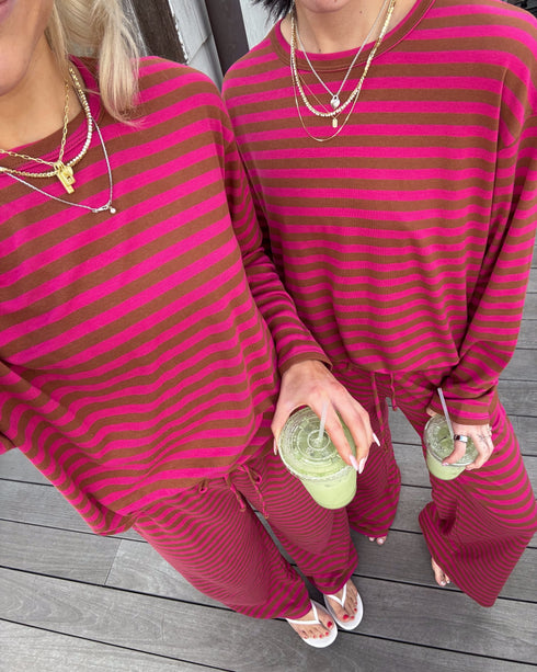 Beach Bum Striped Set // Sunset Pink